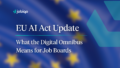 Jobiqo blog header with EU flag background and euro coin icon, titled 